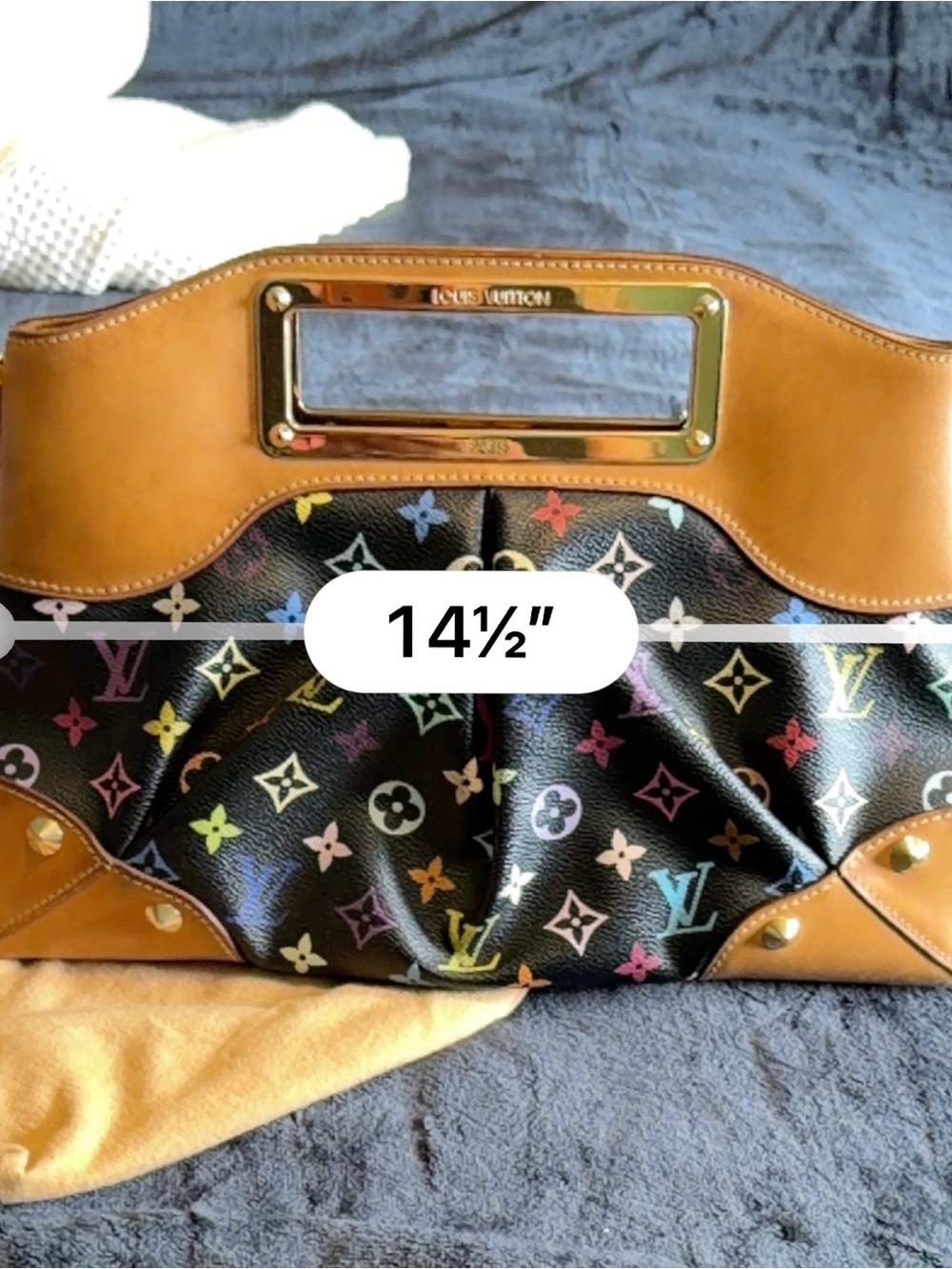 Louis Vuitton Multicolor Monogram Black Canvas & Tan Leather Shoulder Bag - Picture 15 of 16